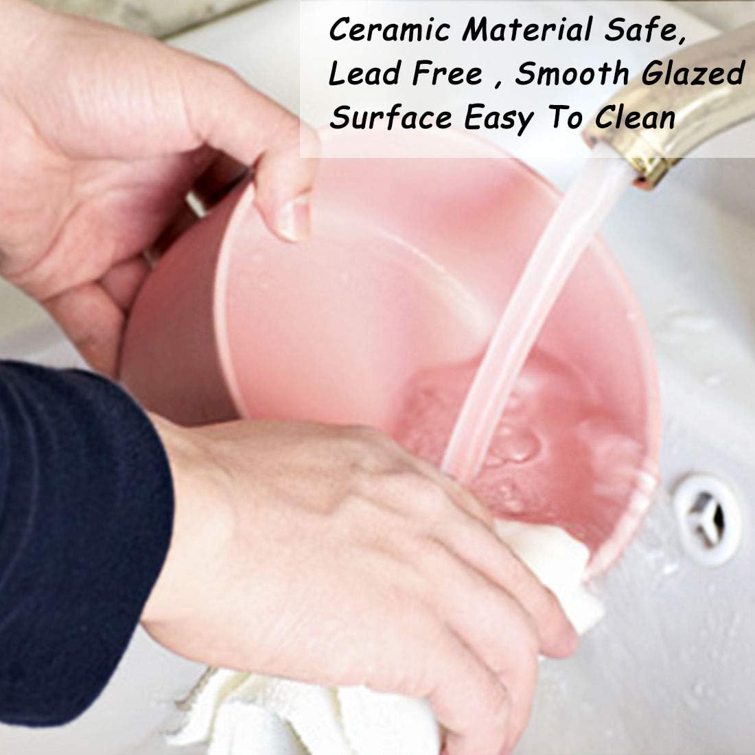 Petygooing Pink Ceramic Dog Cat Bowl Set with Stand, Pet Food and Water Dish,Medium Dog Bowls Anti Slip Set of 2 Cat Bowls Pet Food Bowl- Pet Dishes Small Medium Size Pet (28 OZ /3.6 Cups)