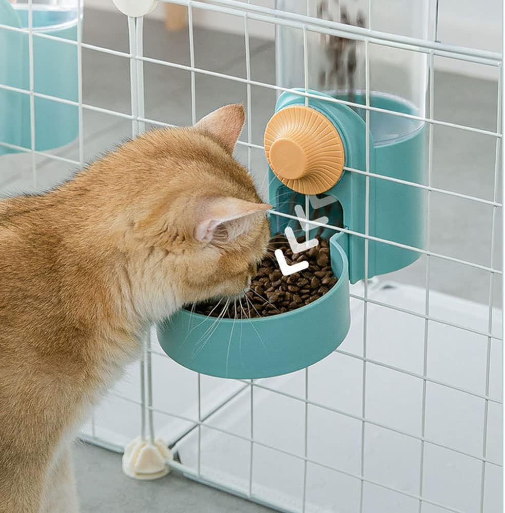 Pet Hanging Automatic Feeders Drinking Bowls 40oz, Auto Gravity Pet Feeding Water Set, Cage Pet Feeding Bowls Dispenser for Cats Dogs Puppy, Rabbit Hamsters Chinchilla Hedgehog (Green-Water)