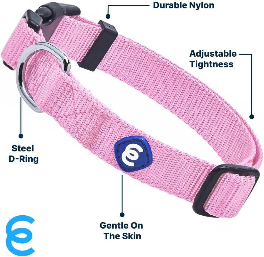 Blueberry Pet Essentials Large Dog Collar | Adjustable Fuchsia Pink Nylon Collar for Large Dogs | Stylish Girl Dog Collars | Secure Female Dog Collar with Eco-Friendly Buckles, 18"-26" Neck