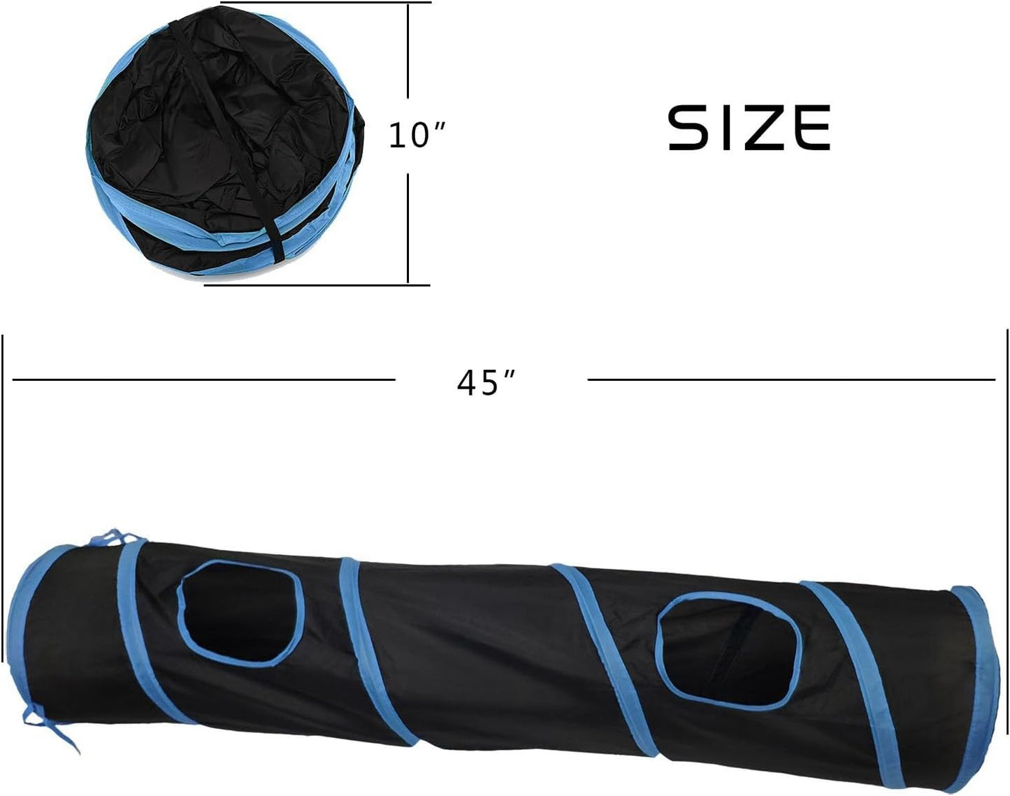 iCAGY Cat Tunnel for Indoor Cats Interactive, Rabbit Tunnel Toys, Pet Toys Play Tunnels for Cats Kittens Rabbits Puppies Crinkle Pop Up Black 45"