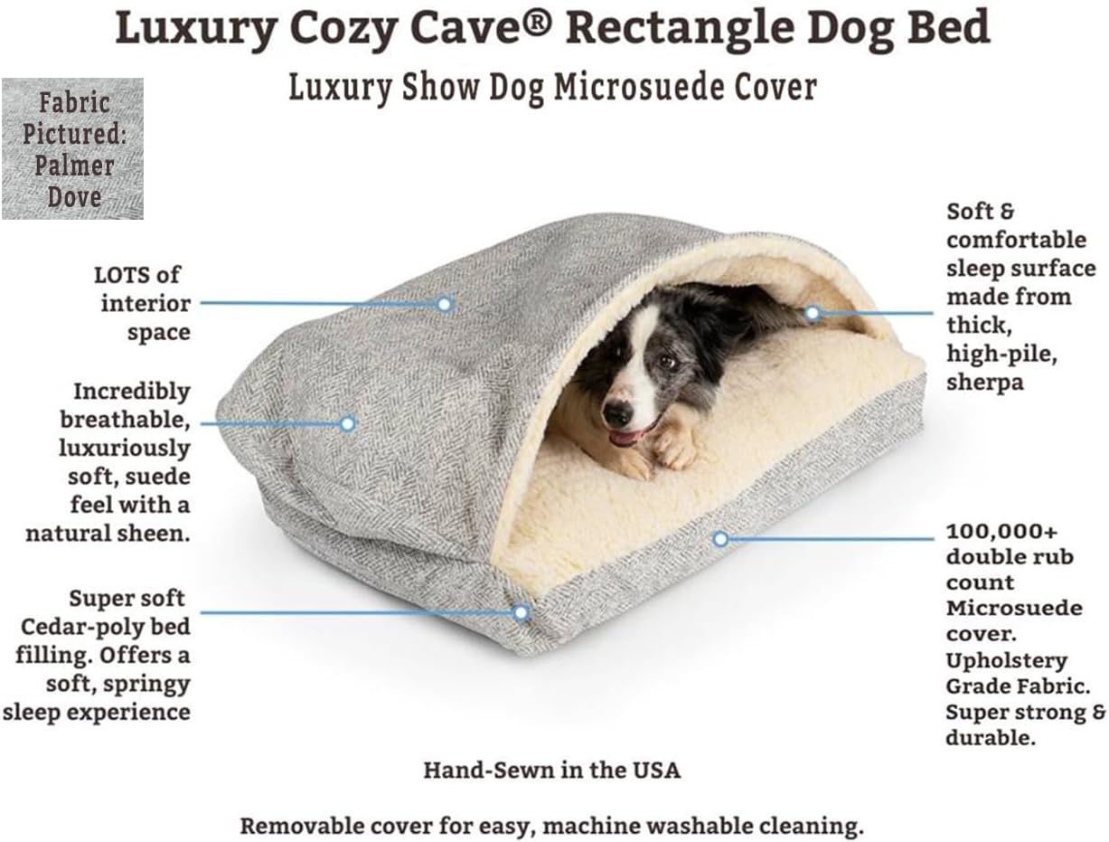 Snoozer Pet Products Luxury Rectangle Cozy Cave Dog Bed with Microsuede, Showdog Collection, Small, Merlin Pewter