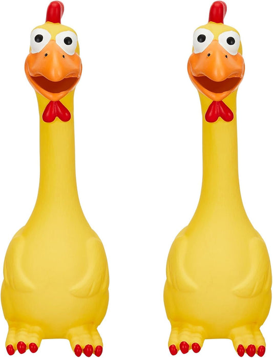 Hungdao 2 Pcs Rubber Chicken Squeaky Dog Toy 11 Inches Horse Toys Latex Reduce Separation Anxiety Screaming Chicken Toy for Small, Medium or Large Horse Pet (Yellow)
