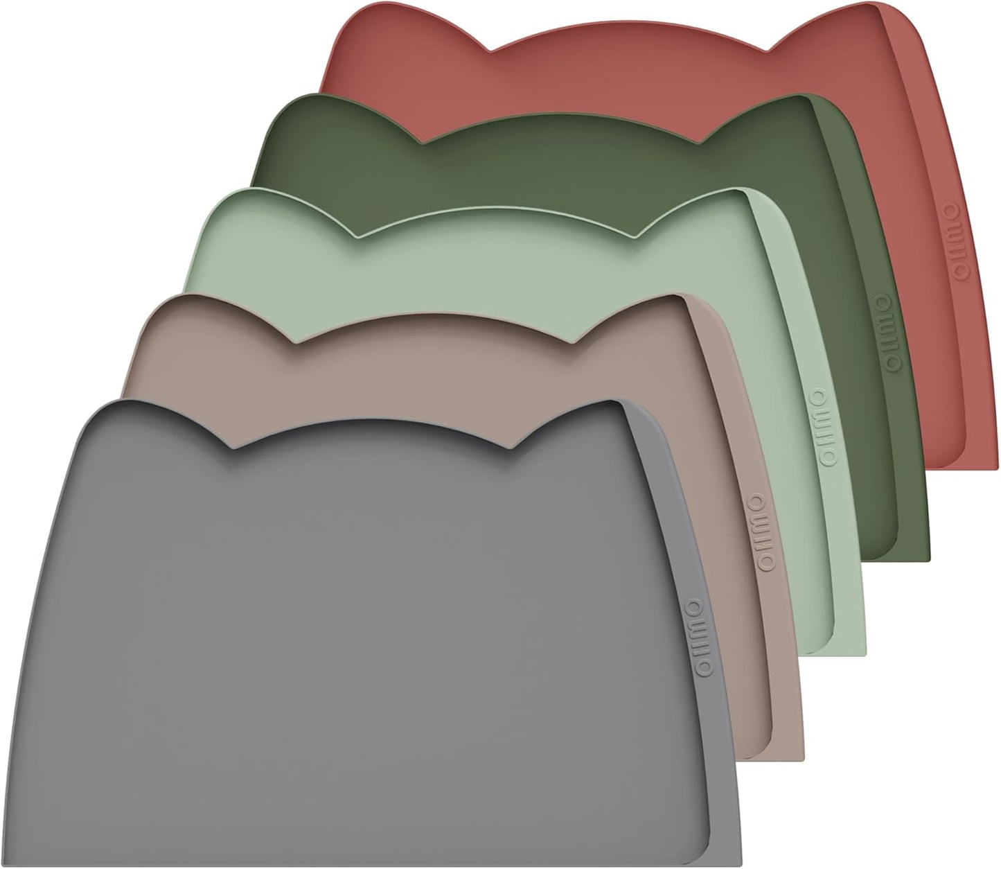 OHMO Dog Food Mat(Dark Grey, 24 * 15'') w/Residue Collection Pocket Silicone Pet Feeding Mat for Floor High Edges Anti Spills Waterproof Cat Water Bowl Tray, Easy Clean Placemat