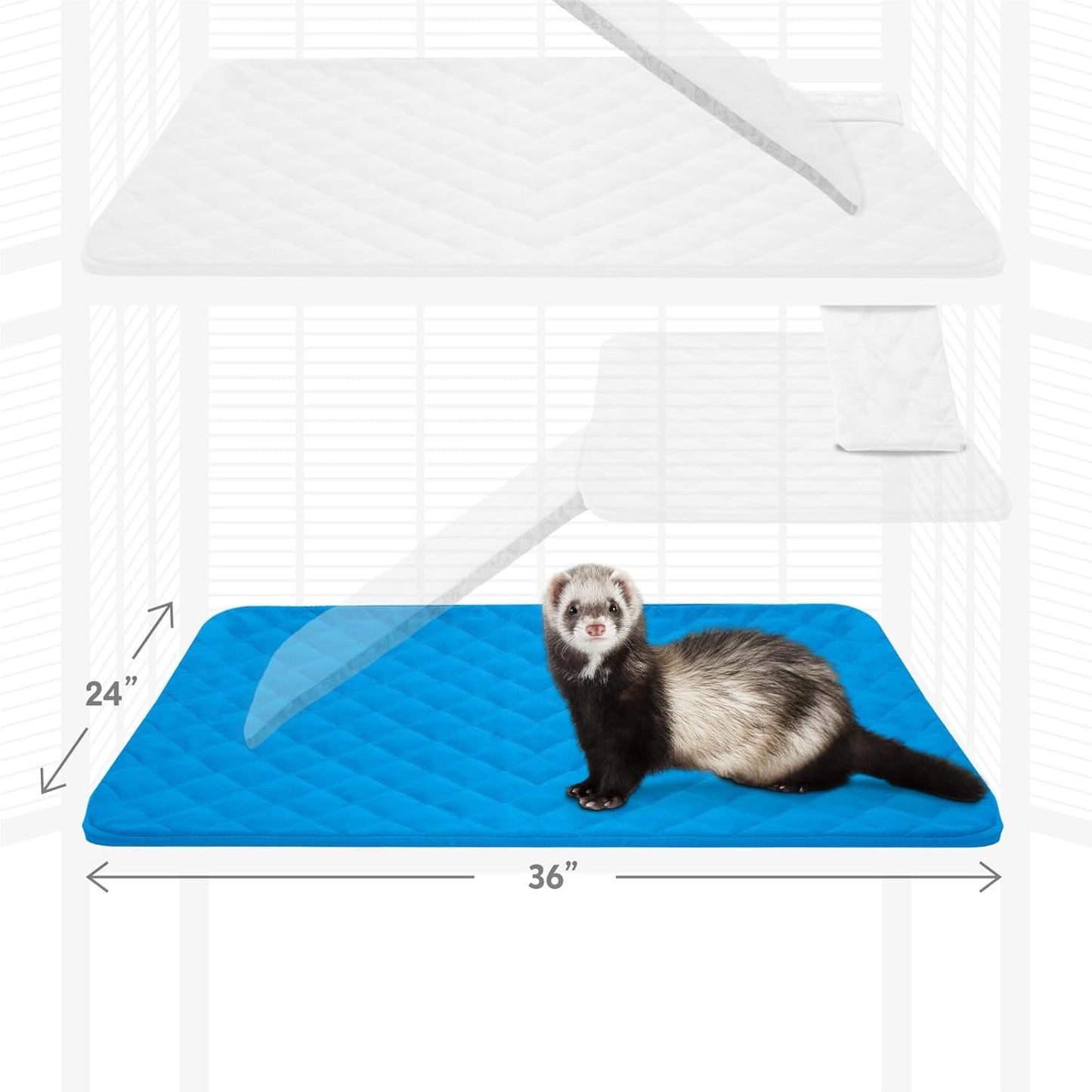 Paw Inspired Fitted Fleece Liner for Ferret Nation, Critter Nation Cage for Ferrets, Rats, Chinchillas, Hedgehogs & Other Small Animals (Blue, Bottom Pan Liner)