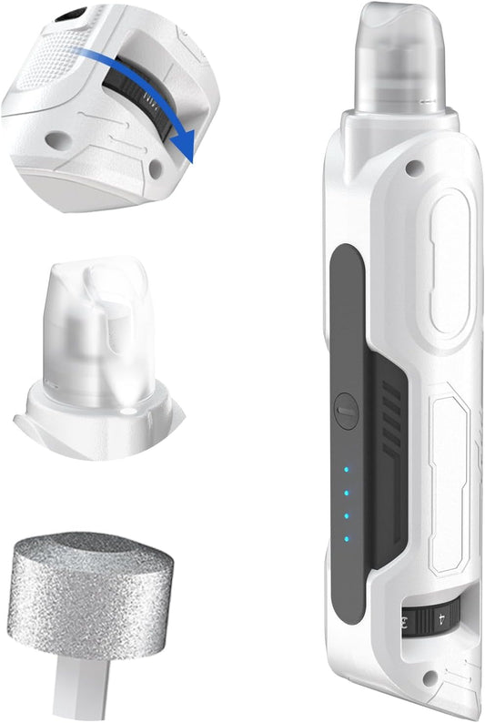 PAPIFEED High Torque Dog Nail Grinder Quiet - 6-Speed Adjustable Dog Nail Trimmers with 2 LED Lights & Dust-Proof Cover, Powerful Motor for Large/Medium/Small Dogs & Cats, Rechargeable - White