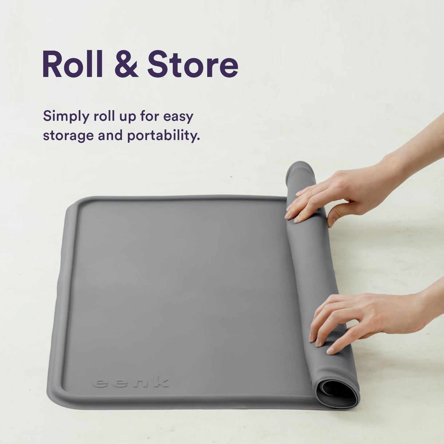 Pee Pad Tray Holder for Dogs - Fits Up to 22 x 22 in. Square Potty Training Pads No Spill Raised Lip High Edge Silicone Mat, Extra Thick and Non-Slip for Indoor Floor Protection (Small, Gray) | eenk