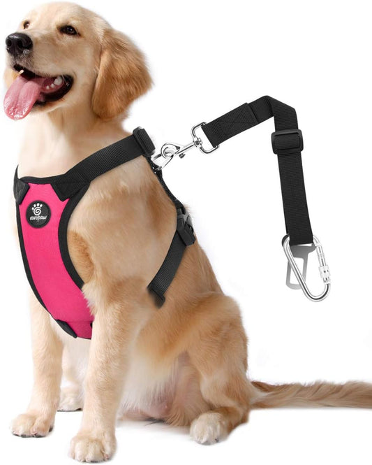 Dog Seat Belt, Safety Vest Dog Car Harness with Adjustable Buckle Dog Seat Belt for Vehicle Nylon Pet Safety Seat Belts Heavy Duty(XL, Magenta)