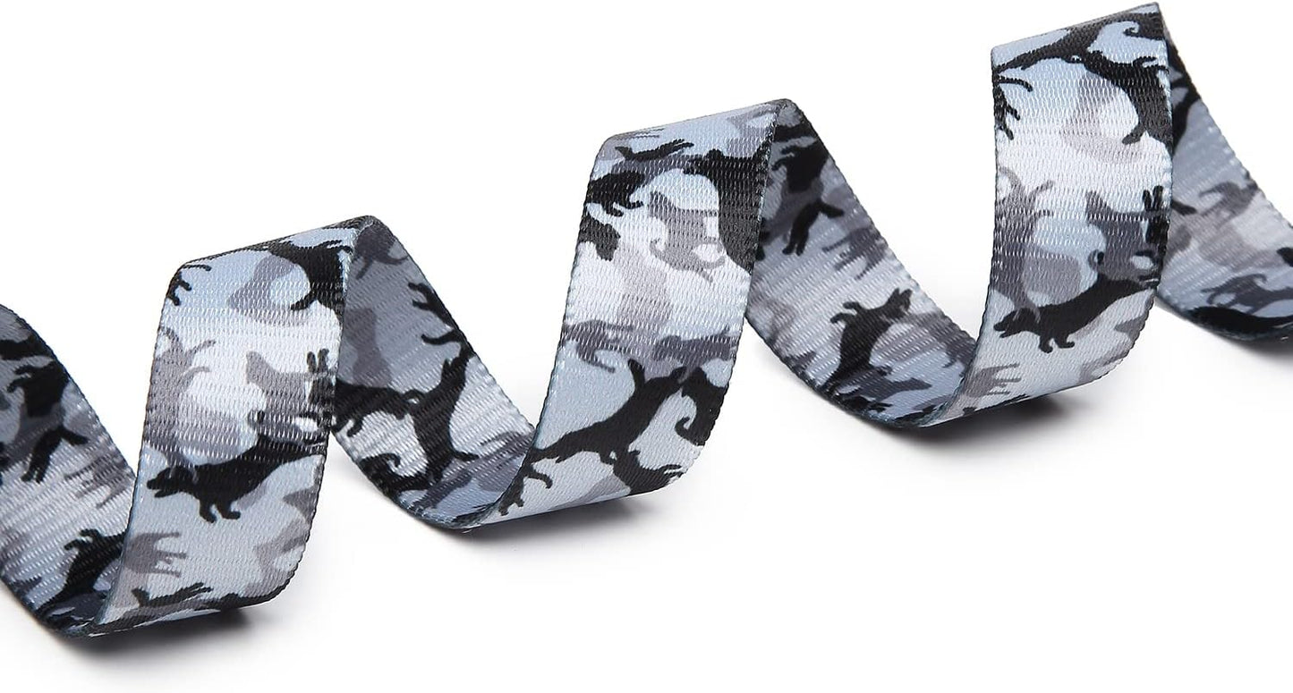 Mercano Adjustable Dog Collar - Special Design Patterns, Soft Nylon Comfortable Durable Pet Collar for Small Medium Large Dogs (XS, Dog Camouflage Grey)