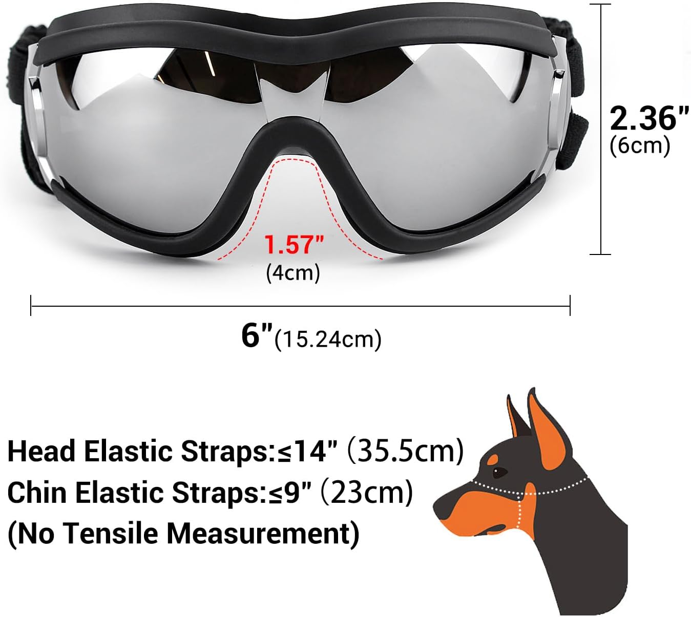 Pack of 2 Dog Goggles Dog Sunglasses for Medium to Large Breed Anti-UV Eye Protection with Adjustable Straps- Silver
