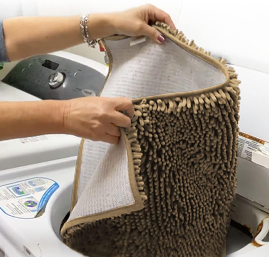 Muddy Mat® AS-SEEN-ON-TV Highly Absorbent Microfiber Door Mat and Pet Rug, Non Slip Thick Washable Area and Bath Mat Soft Chenille for Kitchen Bathroom Bedroom Indoor and Outdoor - Beige XXL 60"X48"