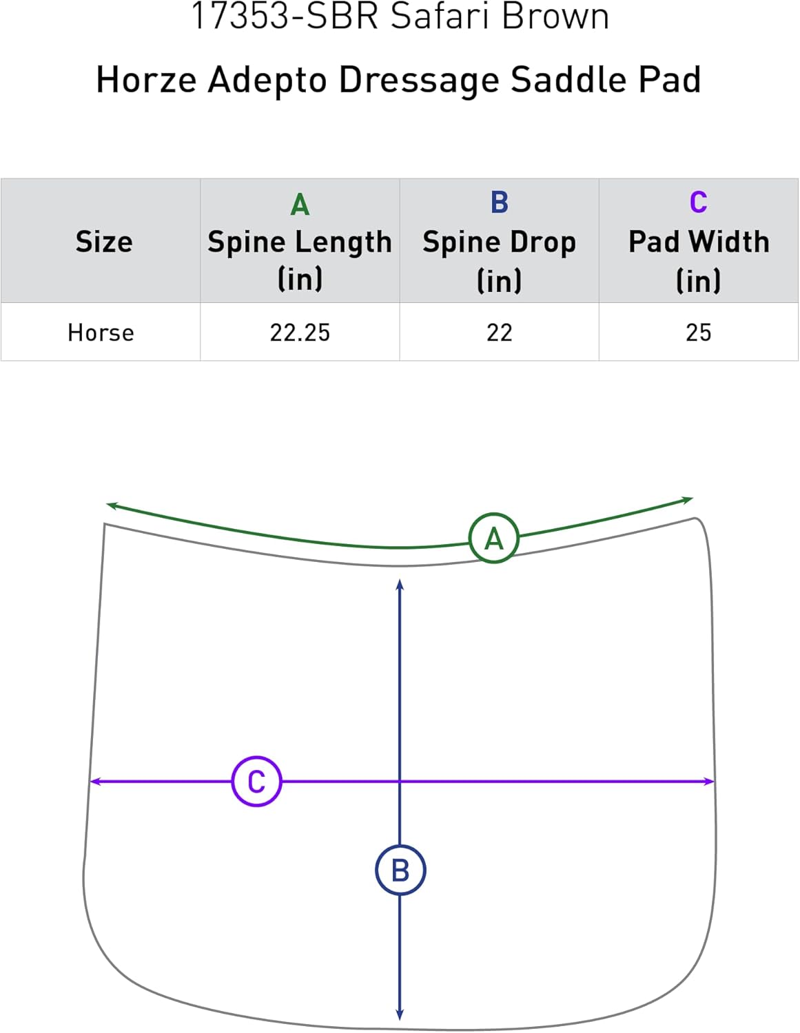 HORZE Adepto Quilted Quick-Dry Dressage Saddle Pad for Horses with Two-Tone Trim