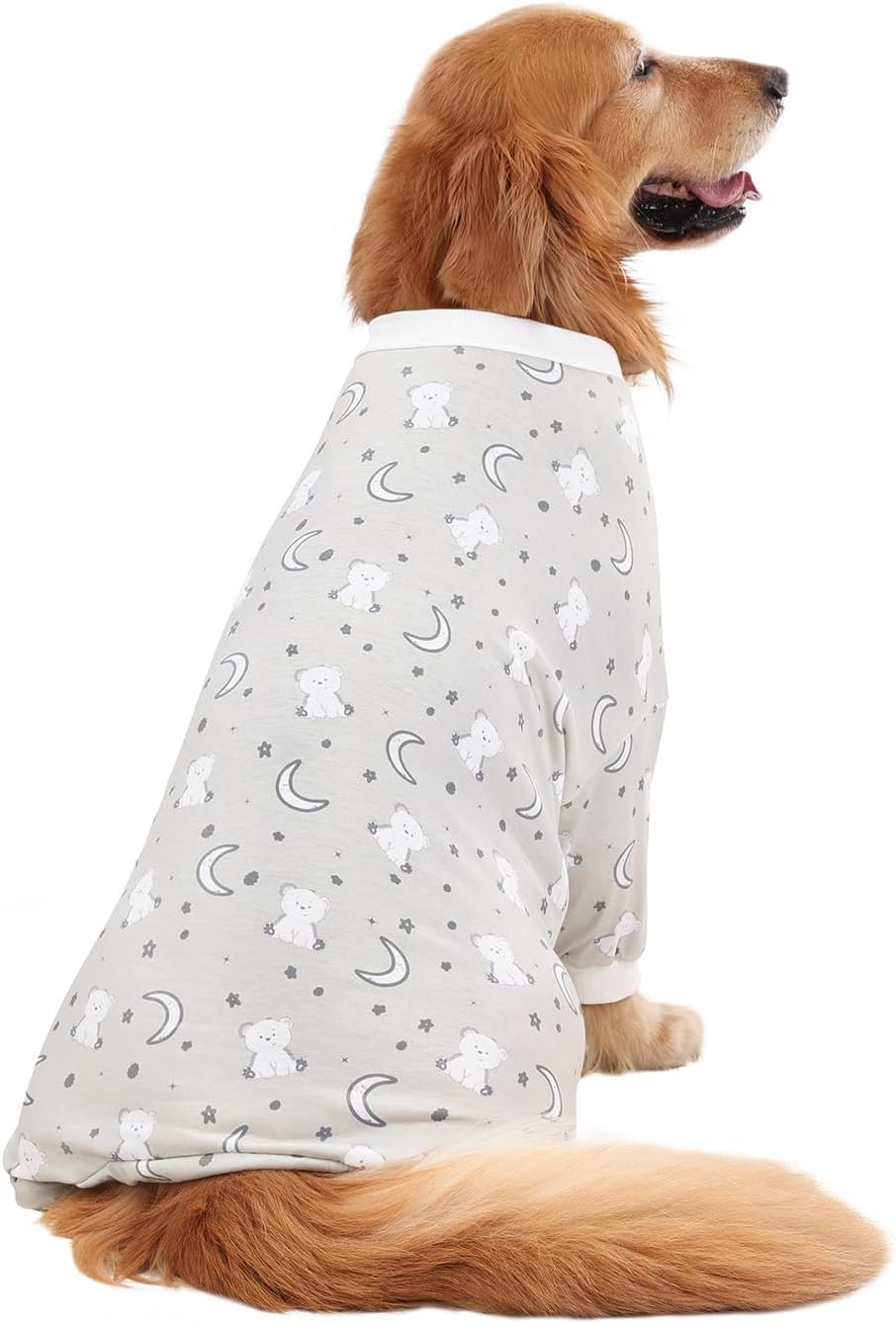 HDE Dog Pajamas One Piece Jammies Jumpsuit Pet Clothes Outfit Stretchy Lightweight Comfy Shirt Pjs for M-3XL Dogs Goodnight Polar Bears - M