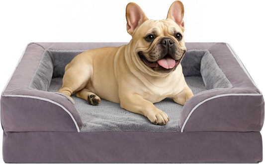 Comfort Expression Small Dog Beds Waterproof Orthopedic Foam Dog Sofa Beds for Medium Dogs Comfy Pet Bed with Washable Removable Cover & Non-Slip Bottom(Small,Purple)