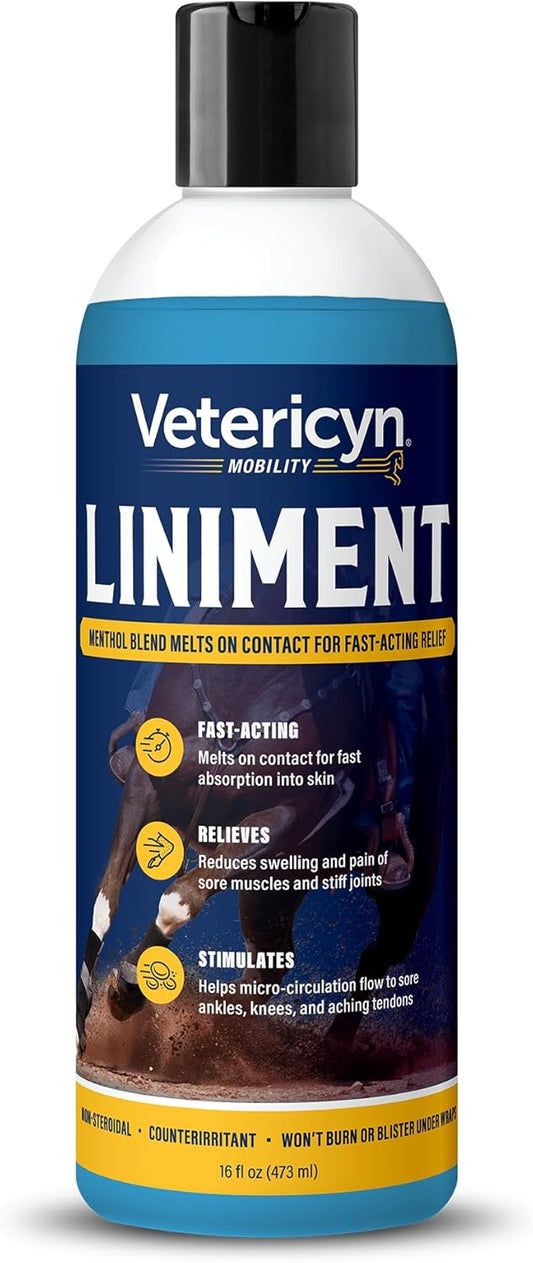 Vetericyn Mobility Equine Liniment for Fast-Acting Relief of Muscles and Joints – Menthol-Based Topical Analgesic for Horses – 16 Ounces