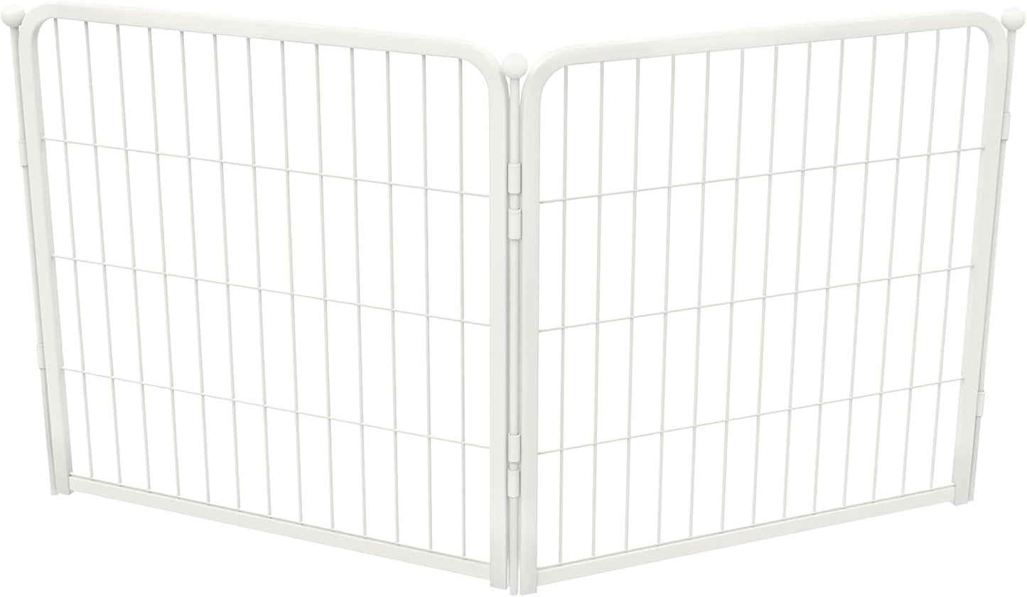 FXW Homeplus Unleashed Indoor Dog Playpen - Stress-Free and Safe Play, Heavy Duty 24 Inch 2 Wire Panels Dog Pen for Puppy and Small Dogs, White│Patented