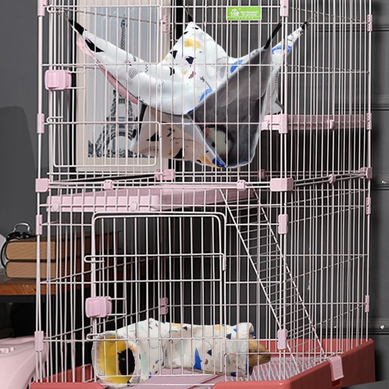 Large Caliber Guinea Pig Tunnel Hideout & Hammock, Rat Cage Corner Toy for Ferret Hedgehog Piggy to Hide and Shuttle (1. Tunnel-Dinosaur)