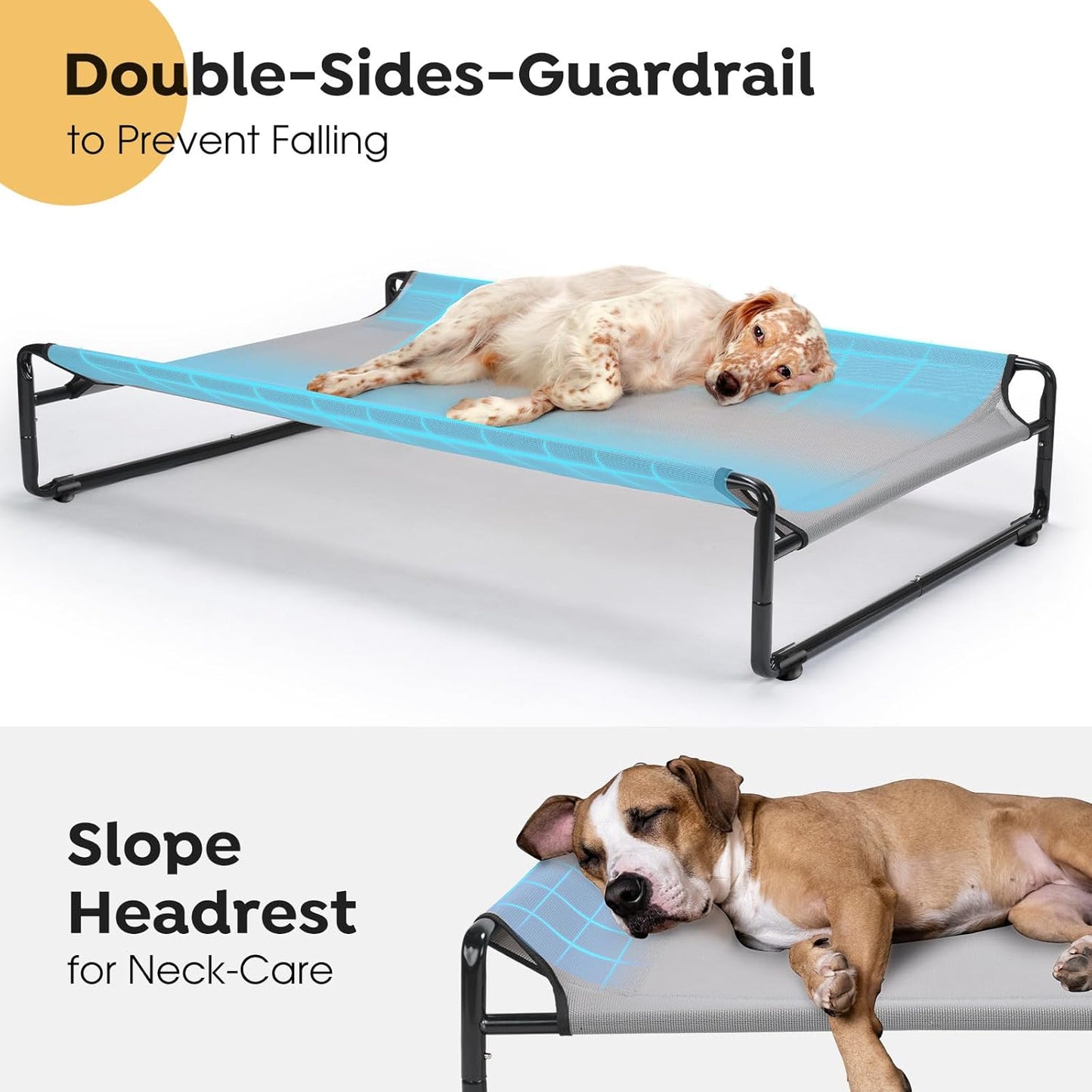 Veehoo Original Outdoor Elevated Dog Bed, Cooling Raised Dog Cot for Large Dogs, Portable Standing Pet Hammock Platform with Washable Breathable Mesh, No-Slip Feet, X-Large, Grey, CWC2201