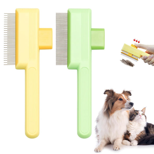 Flea Comb for Cats & Dogs Brush for Shedding Self Cleaning Pet Comb Lice Comb with Long & Short Stainless Steel Teeth Pet Hair Removal Tool 2025