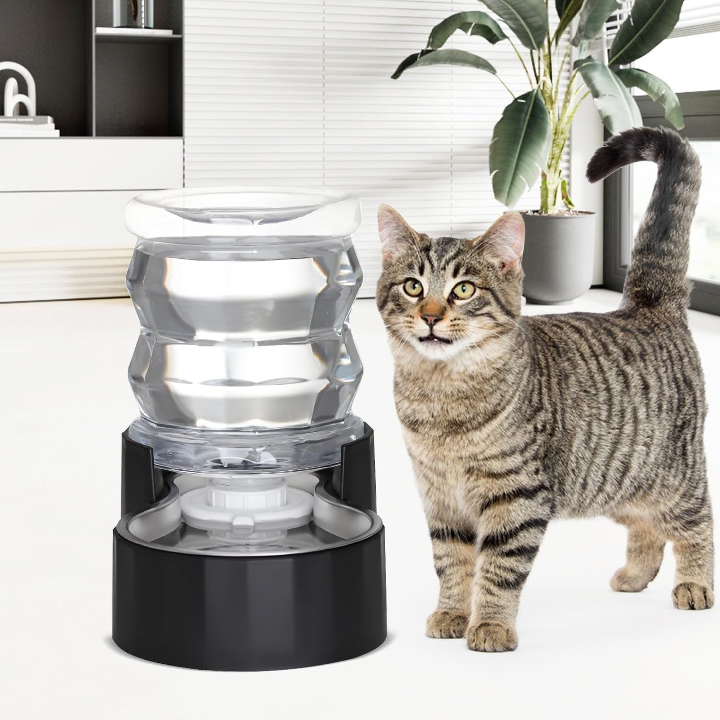 Sfozstra Automatic Gravity Dispenser for Cats: 4L Black Stainless Steel Water Bowl Feeder - Great for Family Homes and Outdoor Activities