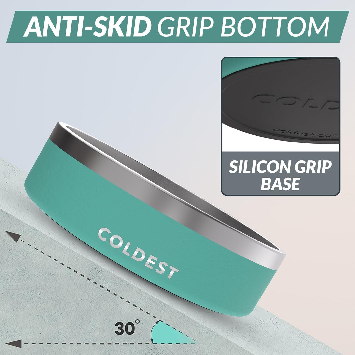 Coldest Dog Bowl - Anti Rust Metal, Non Slip, 3 Layers Insulated Stainless Steel Dog Bowls - Spill Proof & Heavy Duty - Water Bowl for Dogs, Cats & Pets, Dish Washer Safe (42 oz, Terraform Green)