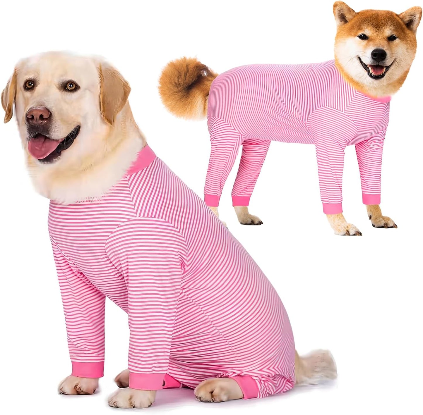 Yeapeeto Dog Onesie Surgery Recovery Suit for Large Medium Bodysuit Dogs Pajamas PJS Full Body for Shedding, Prevent Licking, Wound Protection, Cone Alternative (2XL, Pink)