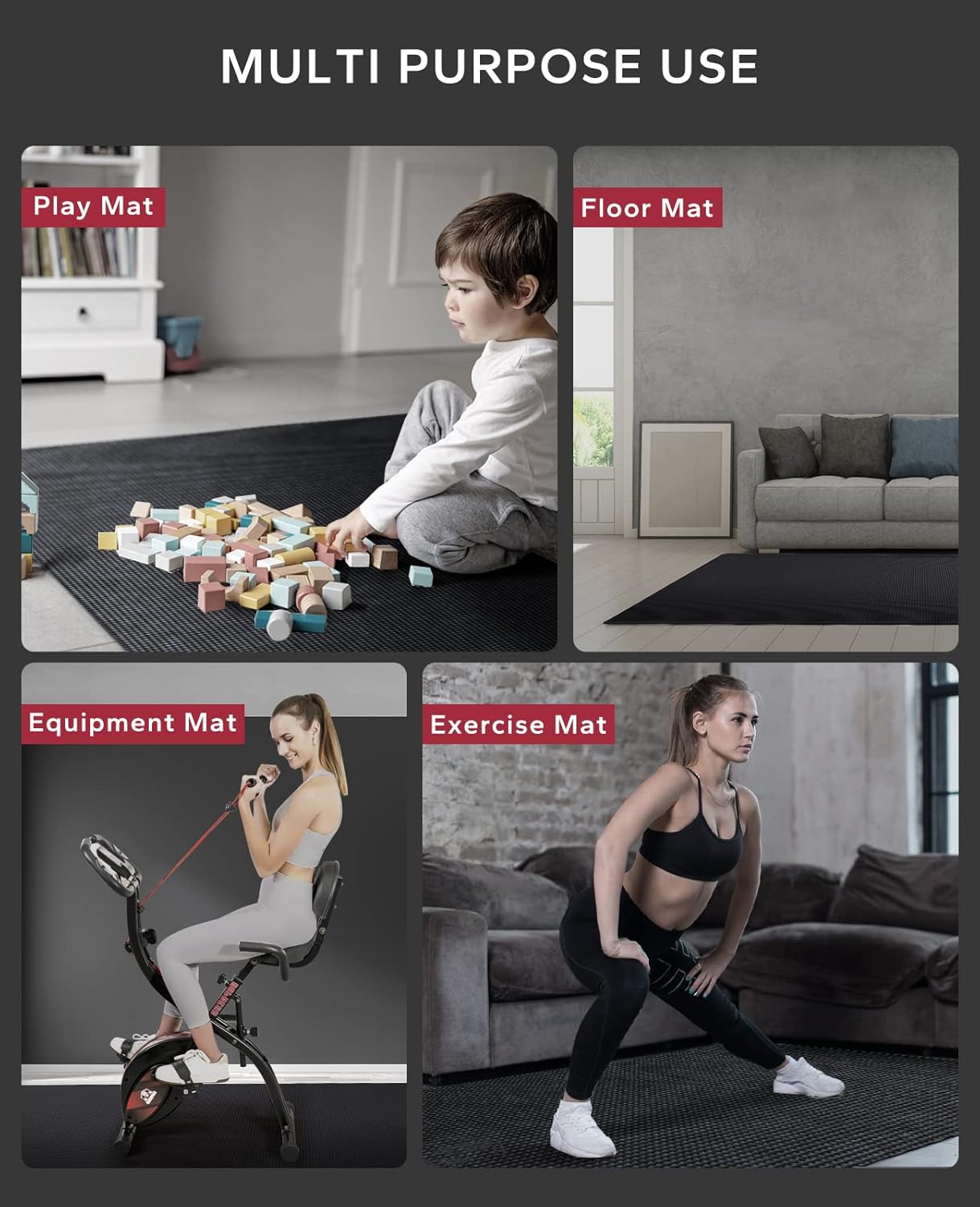 HAPBEAR Extra Large Exercise Mat-7'x5'/6'x8'/6'x9'/6'x10'/6'x12'x8mm(1/3 inch),Non-Slip, Ultra Durable, Thick Workout Mats for Home Gym Flooring Cardio, Yoga Mats for Fitness, High-Density Exercise Mat, Shoes-Friendly