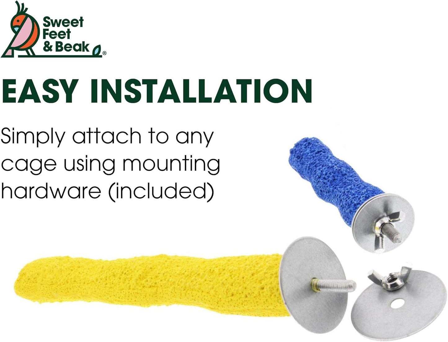 Comfort Grip Safety Perch for Bird Cages - Pedicure Perch for Birds to Keep Nails and Beaks in Top Condition - Safe Easy to Install Bird Cage Accessories - XL 13.5"