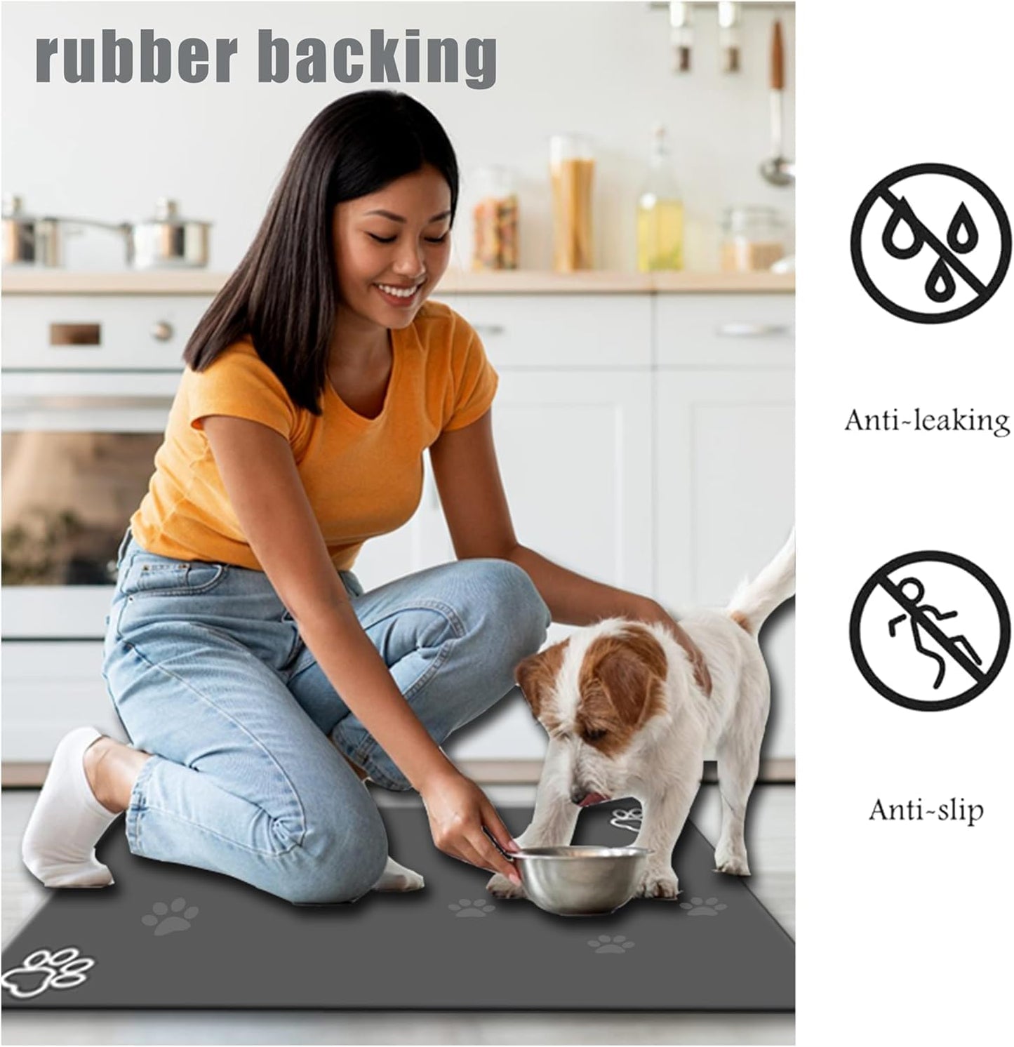 Large Pet Feeding Mat,Super Absorbent Pet Mat,Quick Dry Cat & Dog Water Dispenser Mat,No Stains Non Skid Pet Food Mat for Food and Water Bowl,Easy to Clean Pet Placemats (Dark Brown, 36'' x 24'')