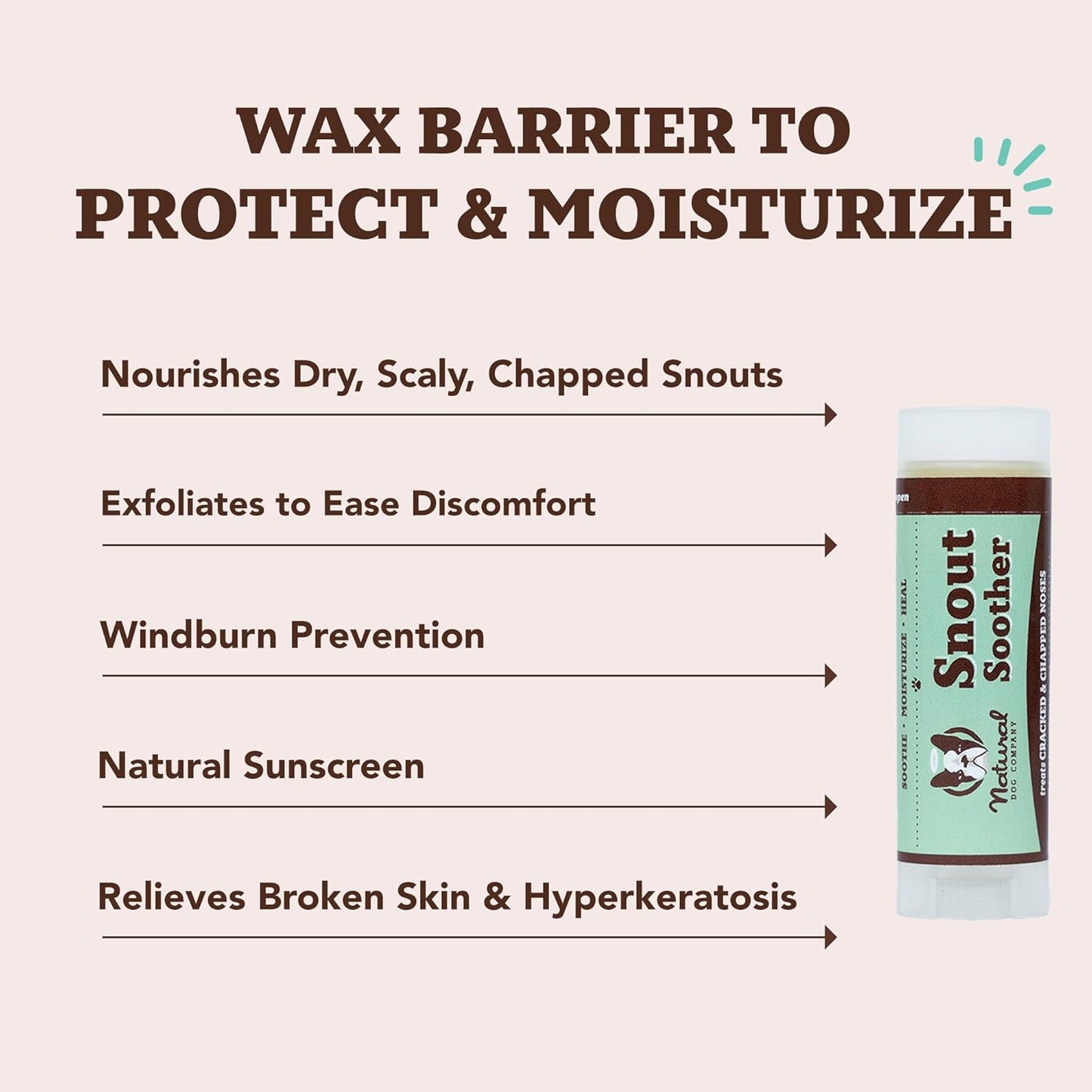 Natural Dog Company Snout Soother, Dog Nose Balm, Wax & Cream for Dry, Cracked Noses, Heals & Moisturizes with Shea Butter & Coconut Oil, Lick-Safe Nose Butter, Made in USA, 0.15 oz. Stick
