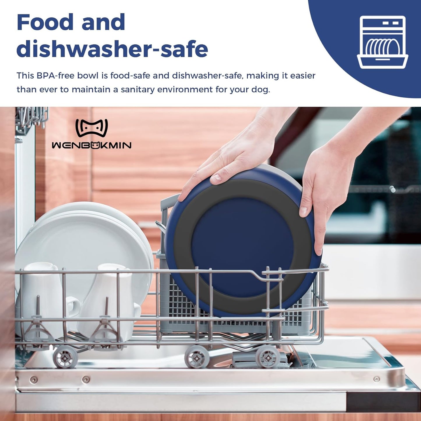 Dog Bowl, Stainless Steel Dog Food and Water Bowl with Non Slip Quiet Bottom, Easy to Clean, Dishwasher Safe, 40oz, Blue