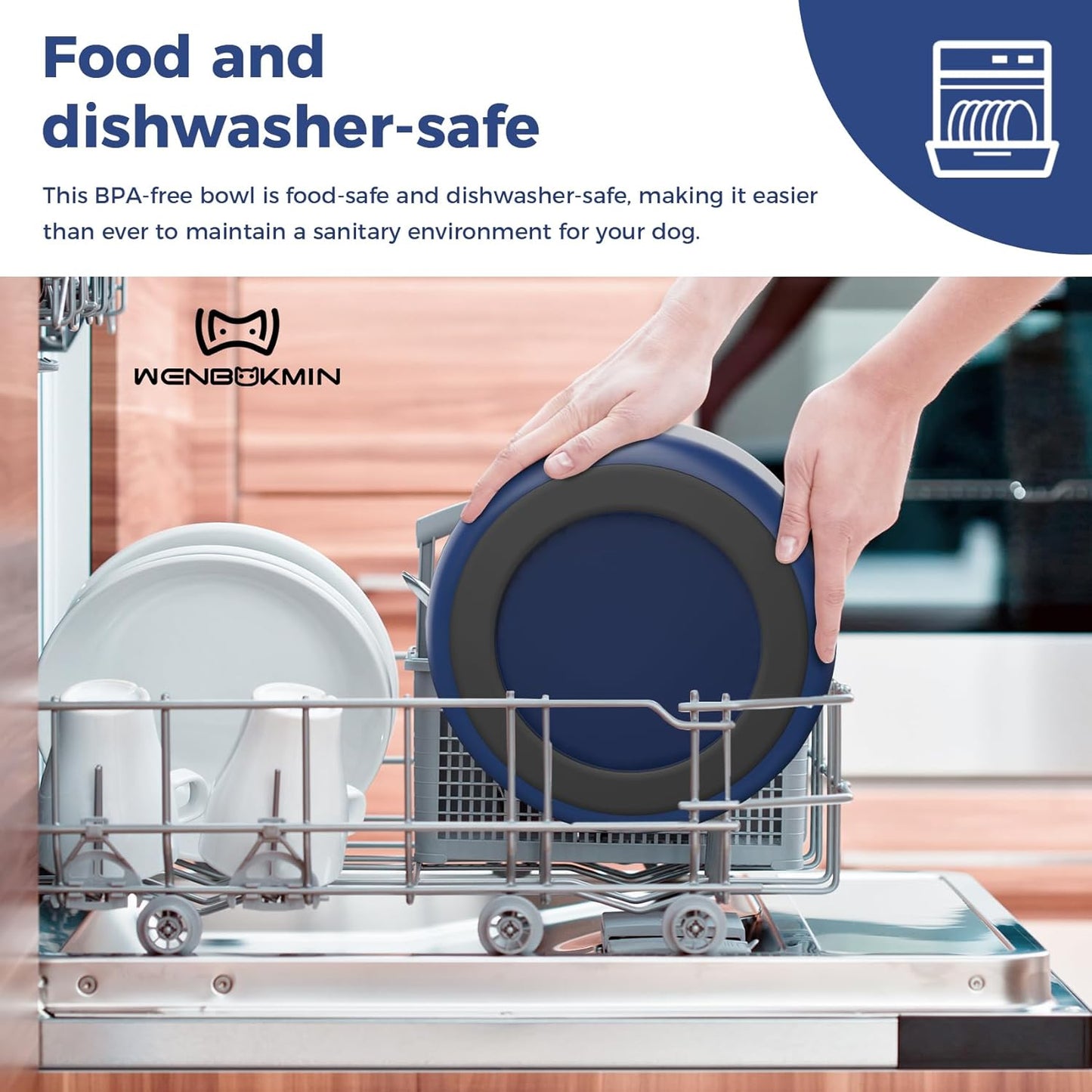 Dog Bowl, Stainless Steel Dog Food and Water Bowl with Non Slip Quiet Bottom, Easy to Clean, Dishwasher Safe, 64oz, Blue