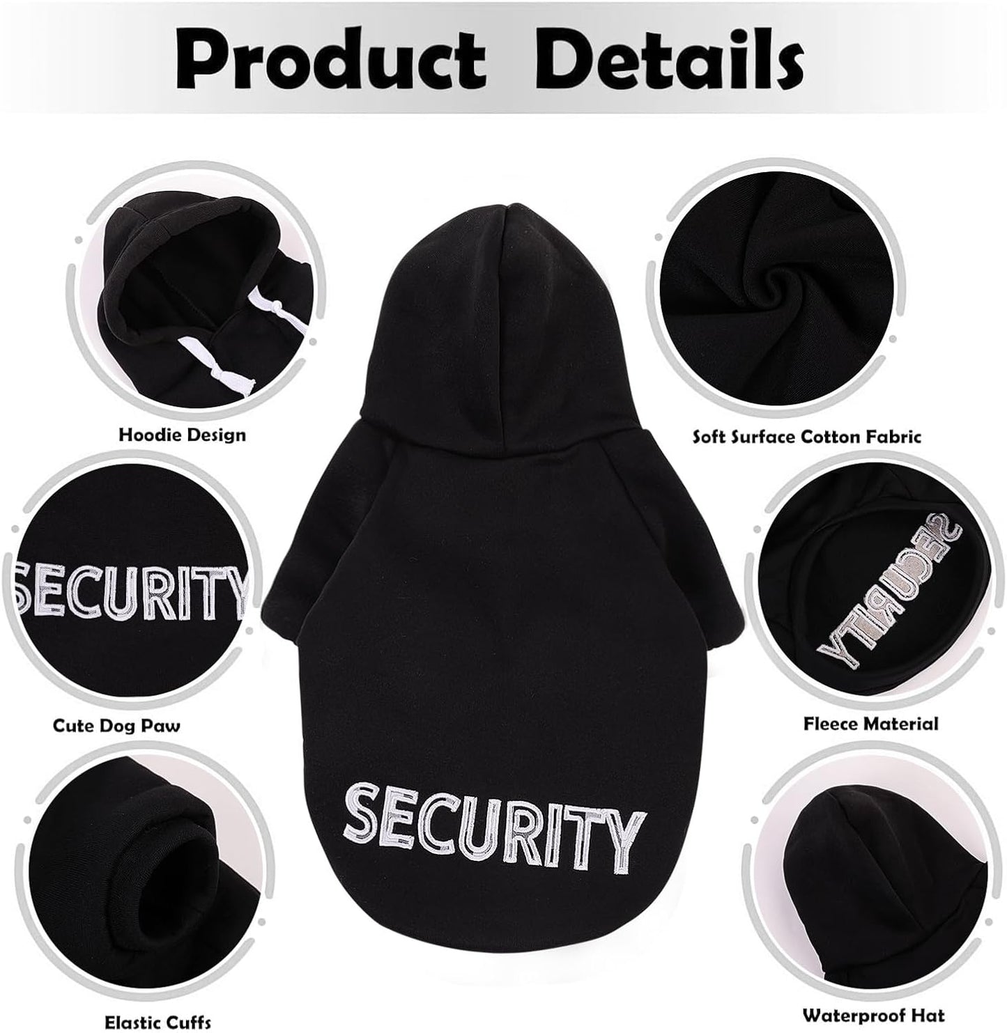 SAWMONG Dog Hoodie,Flannel Pet Hooded Sweater with Hat Puppy Pullover Sweater Shirt,Dog (Security Black,3XL)