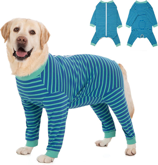 Yeapeeto Dog Onesie Surgery Recovery Suit for Large Medium Bodysuit Dogs Pajamas PJS Full Body for Shedding, Prevent Licking, Wound Protection, Cone Alternative… (Blue Green, 6X-Large (Pack of 1))