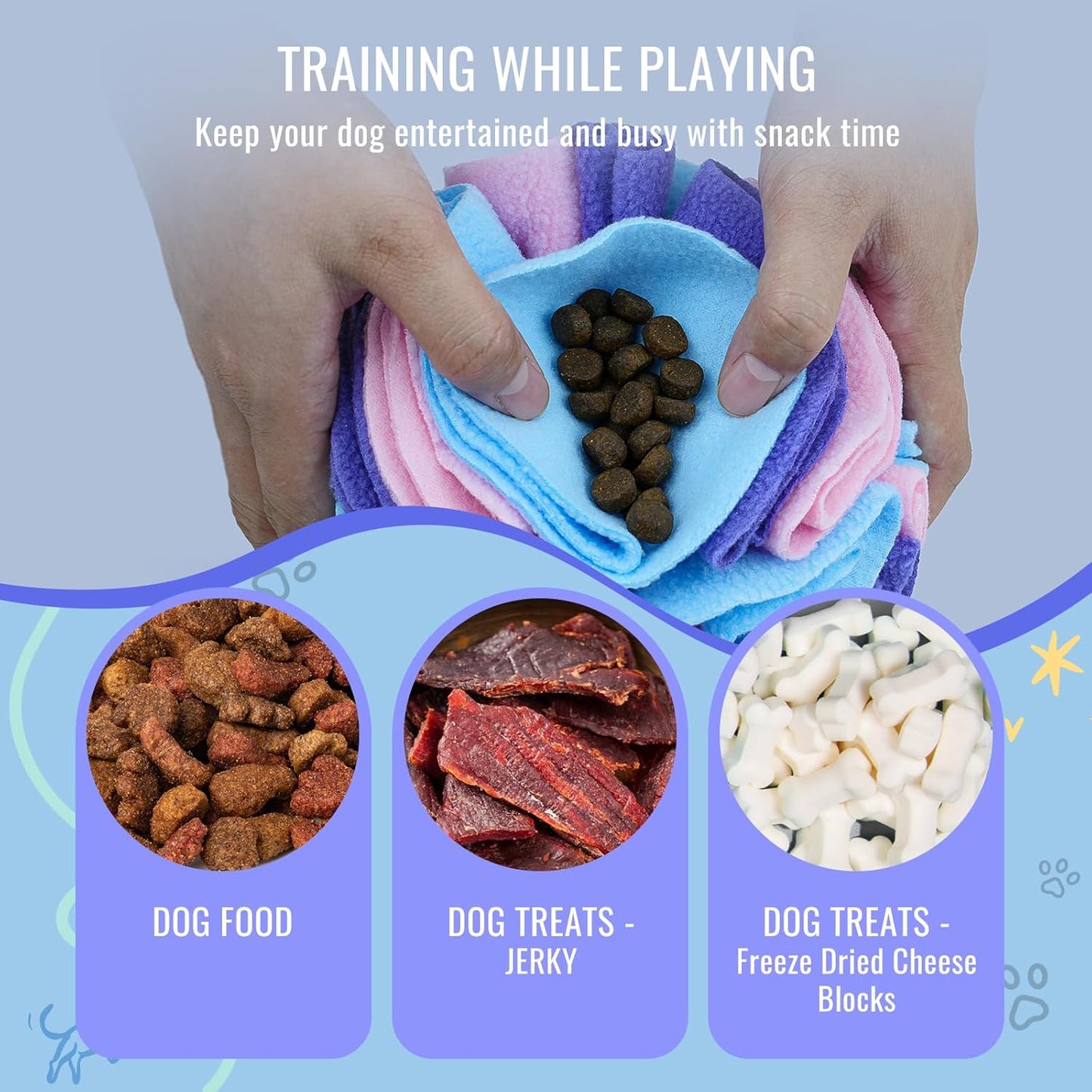 Pet Snuffle Ball, Puzzle Sniffing Interactive Dog Ball for Blind Dogs Training Stress Relief Dog Enrichment Toys Treat Machine Washable (15cm, Macarons Color)