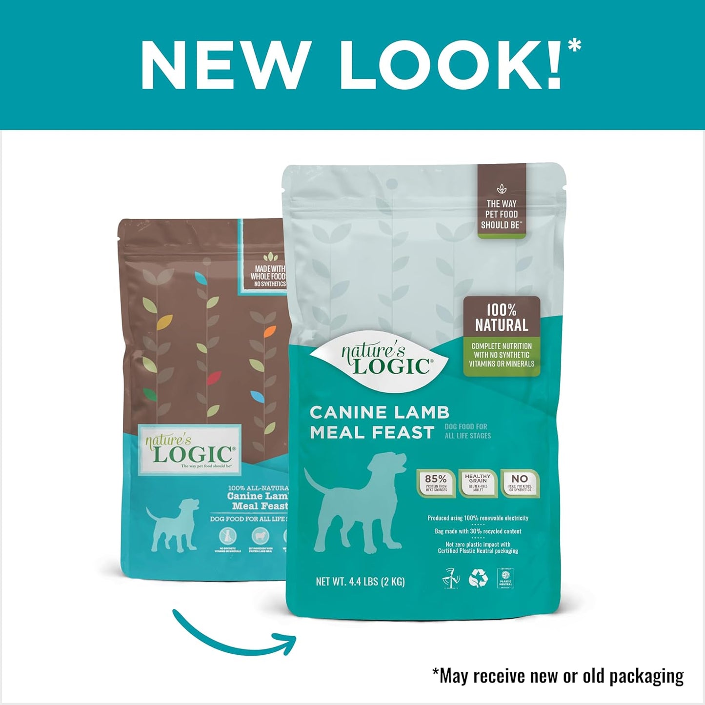 Nature's Logic Dry Dog Food - 100% Natural - No Synthetics - For All Ages, Sizes, Breeds - Free From Common Allergens, High Protein - Lamb Meal Feast, 4.4lbs