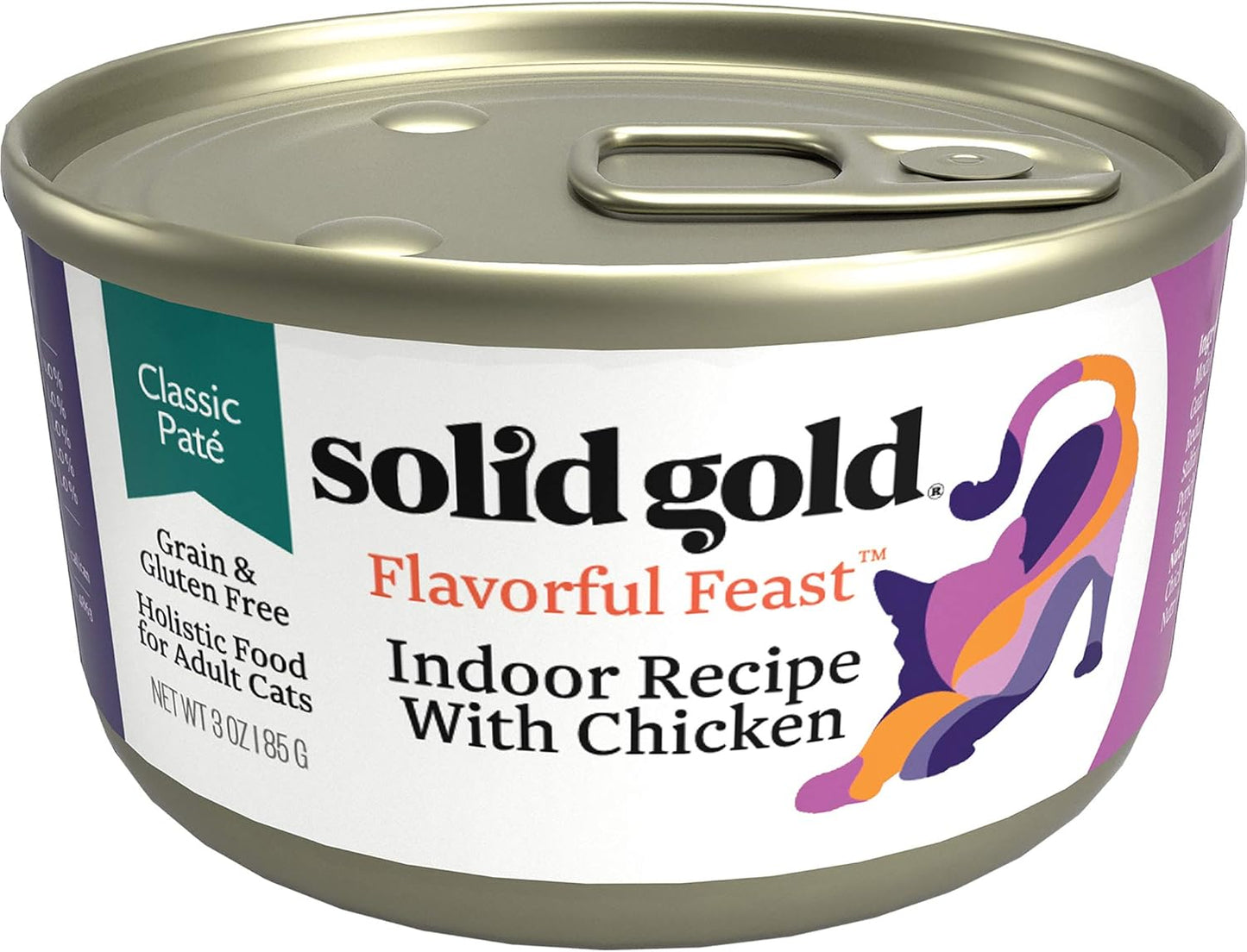 Solid Gold Wet Cat Food Pate for Indoor Cats - Healthy Canned Cat Food Pate w/Real Chicken, Omega Fatty Acids, Vitamins & Minerals - Grain Free & Gluten Free Can Meals for Cats & Kittens - 24ct/3oz