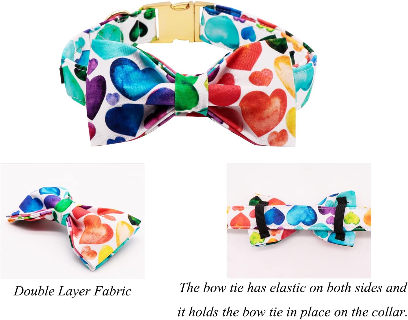 Lionet Paws Valentine's Day Dog and Cat Collar with Bowtie, Soft and Comfortable, Adjustable Collar for Puppies and Cats, Neck 8-12 inches