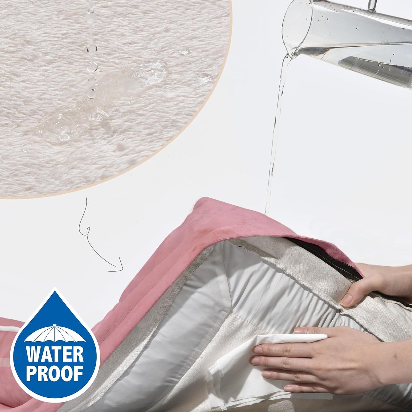 Comfort Expression Large Dog Beds Waterproof Orthopedic Foam Dog Beds for Large Dogs Sofa Comfy Pet Bed with Non-Slip Bottom & Washable Removable Cover(Pink)