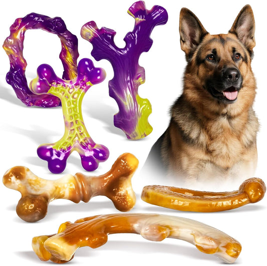 6 Pack Indestructible Dog Toys for Aggressive Chewers, Durable Nylon Bone for Large Dogs, Dog Toy for Aggressive Chewer Large Breed, A Mixed Special Edition Set