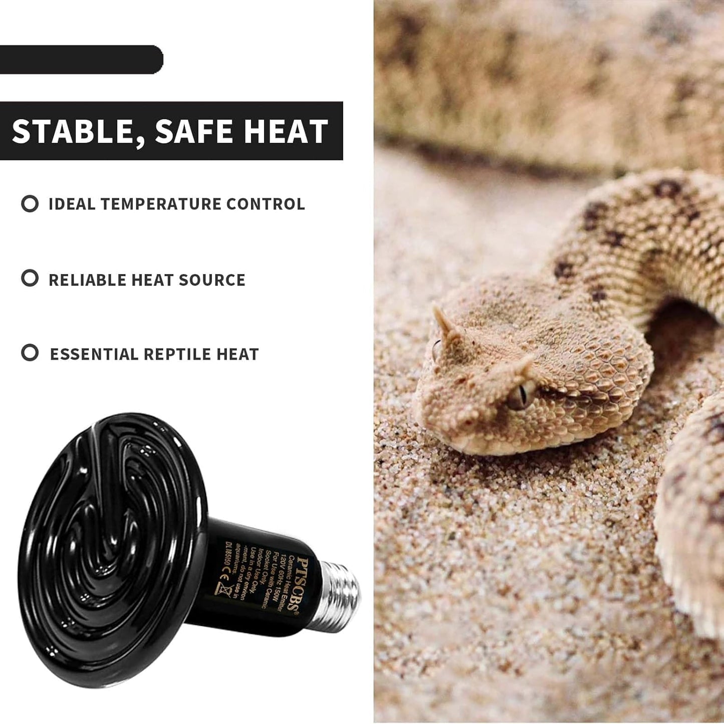 50W Reptile Heat Lamp(2 Packs)-Ceramic Heat Emitter for Reptiles Amphibian Pet Brooders Chicken Incubation, and Terrariums Turtle Lizard Bearded Dragon Snake E26