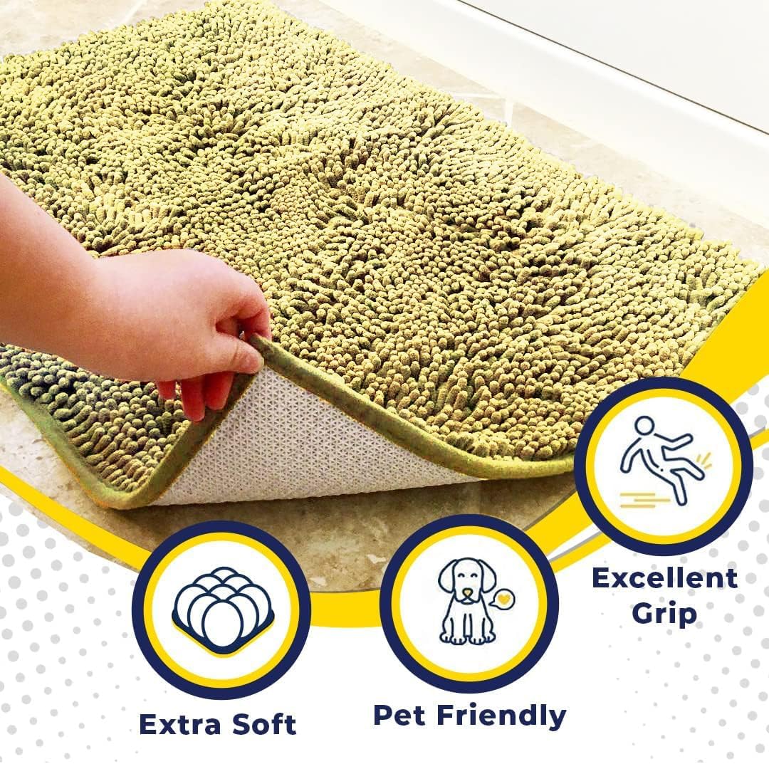 Muddy Mat® Shown on TV – Super Absorbent Door Mat Indoor, Microfiber Quick Dry Chenille Entryway Rug, Non-Slip Front Door Mat, Indoor Mats for Entryway, Machine Washable Pet Rug, Yellow 24"x36"