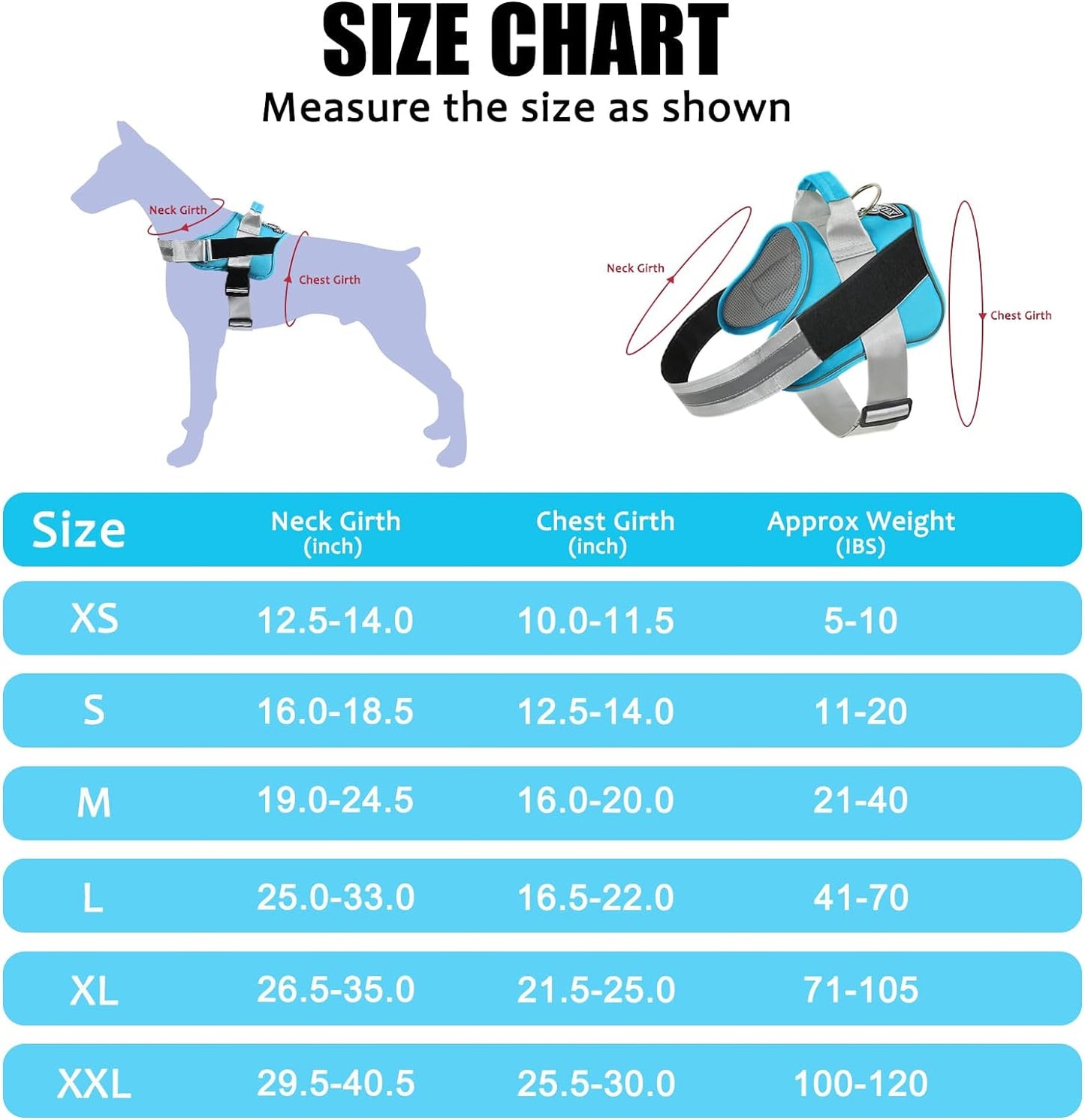 Bolux Dog Harness, No-Pull Reflective Dog Vest, Breathable Adjustable Pet Harness with Handle for Outdoor Walking - No More Pulling, Tugging or Choking (OceanicBlue, Medium (Pack of 1))