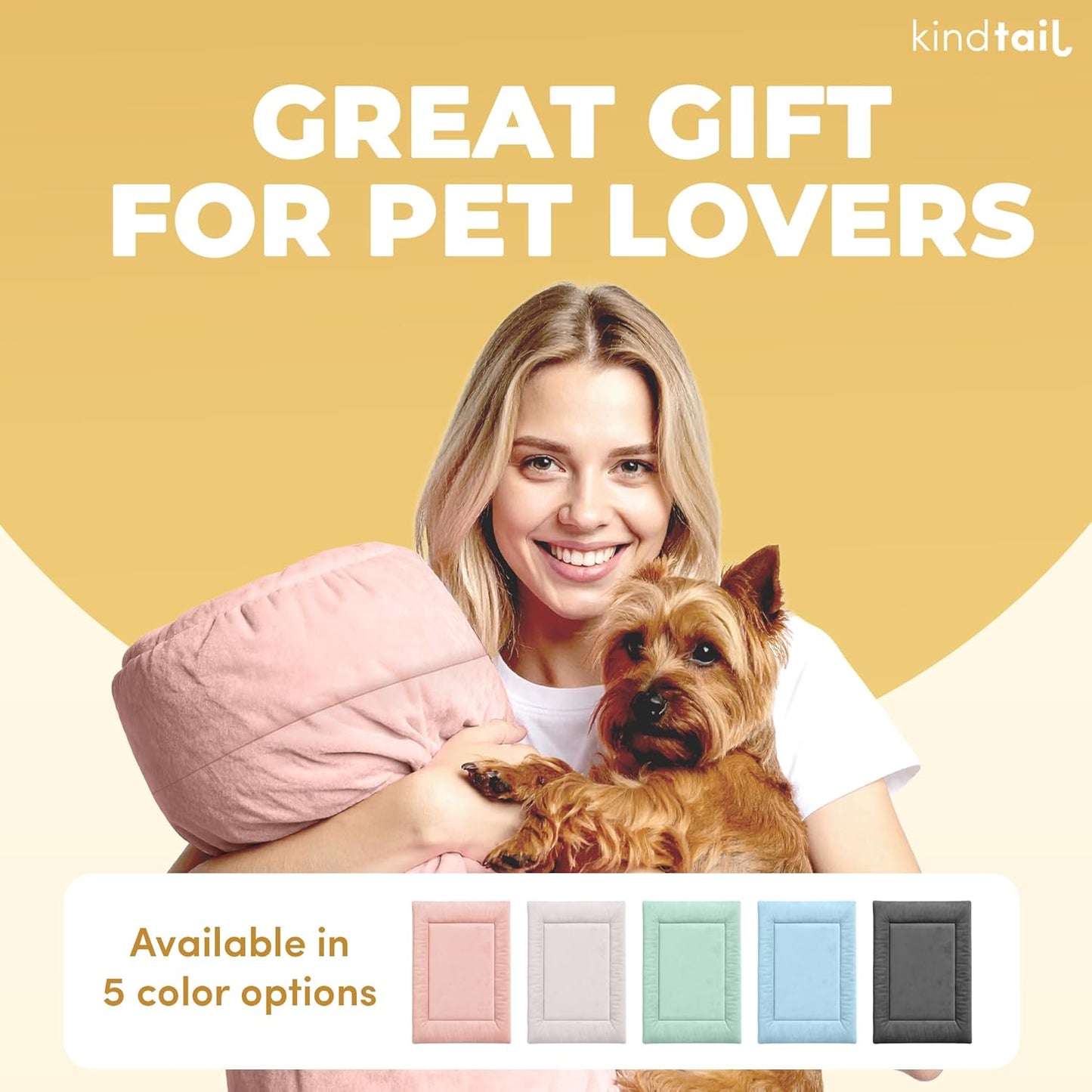 KindTail Dog Crate Pad - Soft Velvet, Reversible Bed - Machine Washable Kennel Mat for Pets up to 15 lbs, Mattress for Cozy Sleeping - 20” x 15” x 1” (Light Blue, Small)