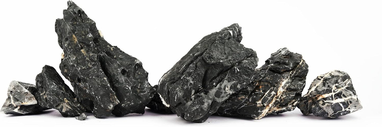 LANDEN Dark SEIRYU Stones Natural Rocks (3~11 inches,11pcs) x2 40Lx 2 Cases Total 80L 37lbs for Aquarium, Paludarium, Terrariums, Landscaping Rocks, Decorative Aquarium Rocks