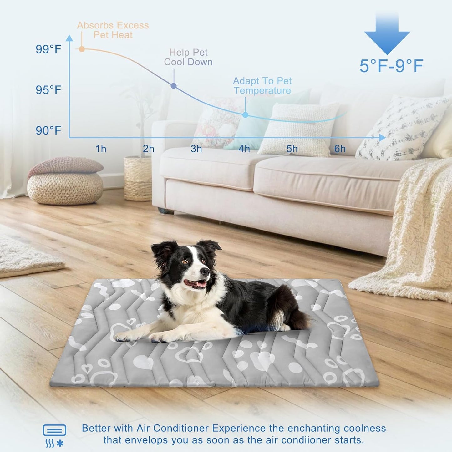 BEAUTYZOO Upgrade Dog Cooling Mat Extra Large, Reversible Self-Cooling Mat for Dogs, Thicken Pet Ice Cool Pad Blanket for Summer Kennel Sofa Bed Floor Car Seat, Machine Washable&Foldable, 59"x40"