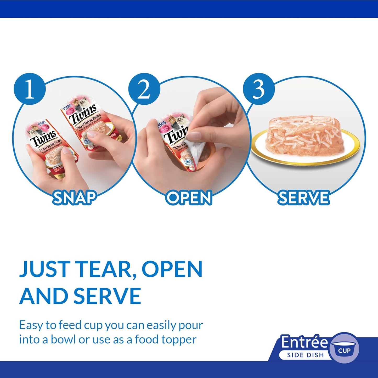 INABA Twins for Cats, Side Dish/Topper Cups, 1.23 Ounces per Serving, 16 Servings, Chicken Recipe