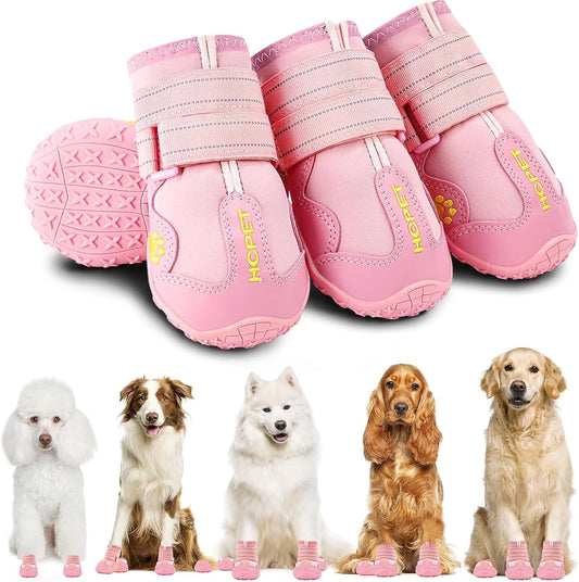 Hcpet Dog Shoes, Dog Boots for Large Dogs, Breathable Dog Booties Paw Protector for Summer Hot Pavement, Winter Snowy Day, Outdoor Walking, Indoor Hardfloors Anti Slip Sole Pink Size 6