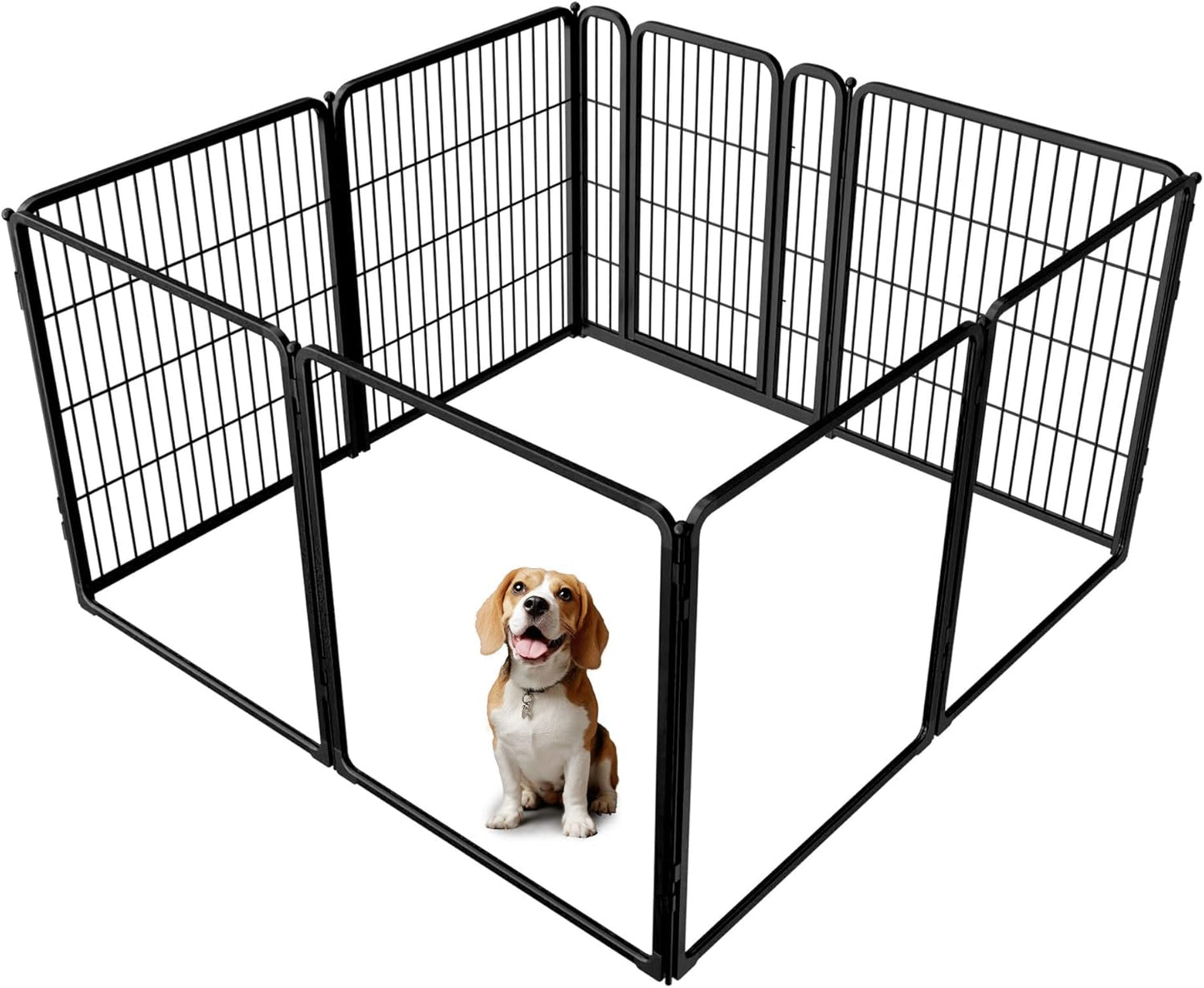 FXW Homeplus Unleashed Indoor Dog Playpen - Stress-Free and Safe Play, Heavy Duty 32 Inch 4 Acrylic Panels + 4 Wire Panels Dog Pen for Small and Medium Dogs, Black│Patented