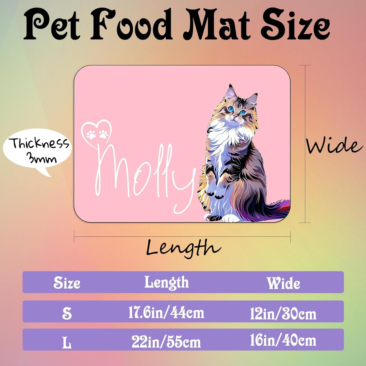 Personalized Dog Cat Feeding Mat Custom Pet Food Mat Waterproof Non-Slip Customized Puppy Name Photo Placemat Dish Rug Floor Protector Gifts for Pets Lover Pattern 1