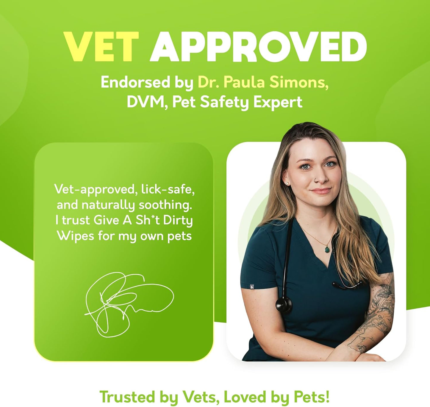 Lick-Safe Pet Wipes for Dogs & Cats - Vet-Approved & Hypoallergenic - Cleans Mud, Odors & Dander - Wipes for Paws, Face & Butt - 10% to Charity - Earth-Friendly & Unscented Cat Cleaning - Pack of 100